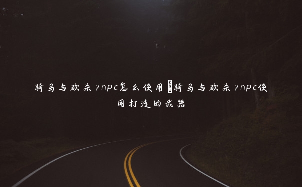 骑马与砍杀2npc怎么使用 骑马与砍杀2npc使用打造的武器 骑马与砍杀2npc怎么使用 骑马与砍杀2npc使用打造的武器